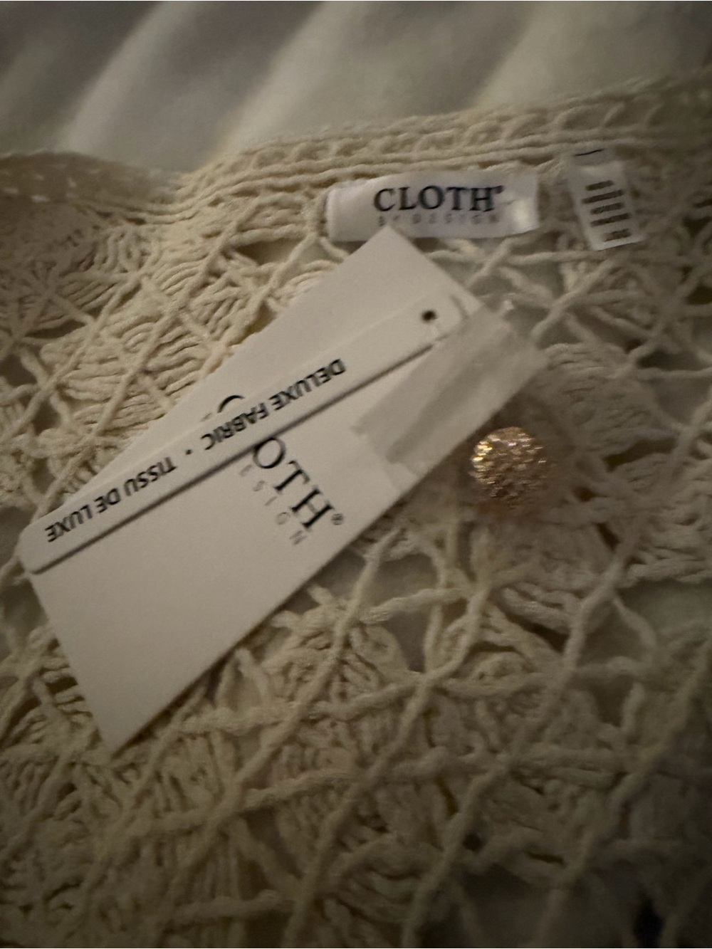 Crochet Circle-Pattern Cream Cardigan - Picture 2 of 4